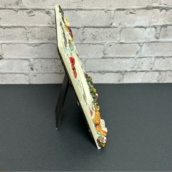 Photo Frame 3.5" X 5" Holiday Ceramic Christmas Tree Teddy Bear Wreath Snow - Picture 11 of 14